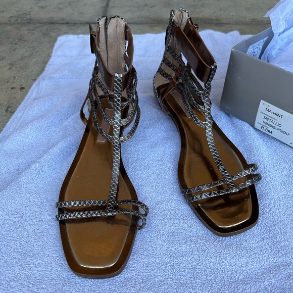 New BCBGMaxazria Hint Metallic Gladiator Sandals - Picture 10 of 13